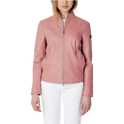 Rosa Lederblazer mit Taschen , Damen, Größe: L - Peuterey - Modalova