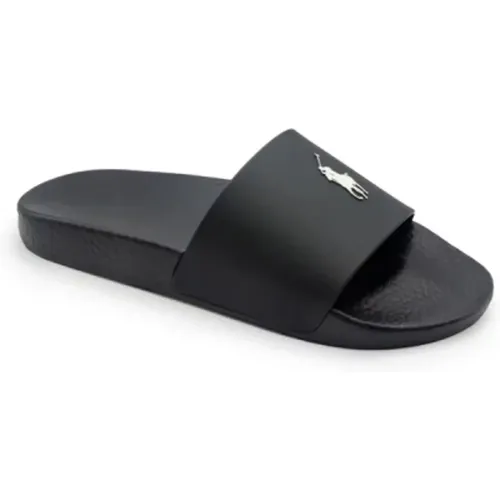 And White Polo Slide Sandals , male, Sizes: 10 UK, 6 UK, 7 UK, 11 UK, 8 UK, 12 UK, 5 UK - Ralph Lauren - Modalova