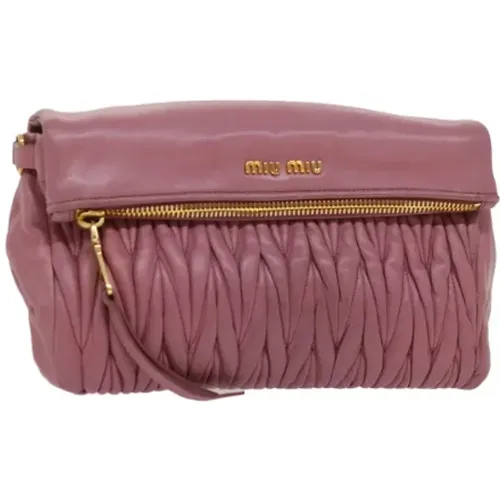 Pre-owned Leather clutches , female, Sizes: ONE SIZE - Miu Miu Pre-owned - Modalova