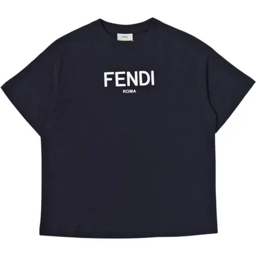 Blaues Junior T-Shirt mit -Logo - Fendi - Modalova