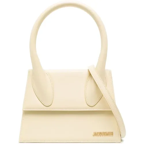 Elegant Ivory Leather Bag with Gold Logo , female, Sizes: ONE SIZE - Jacquemus - Modalova