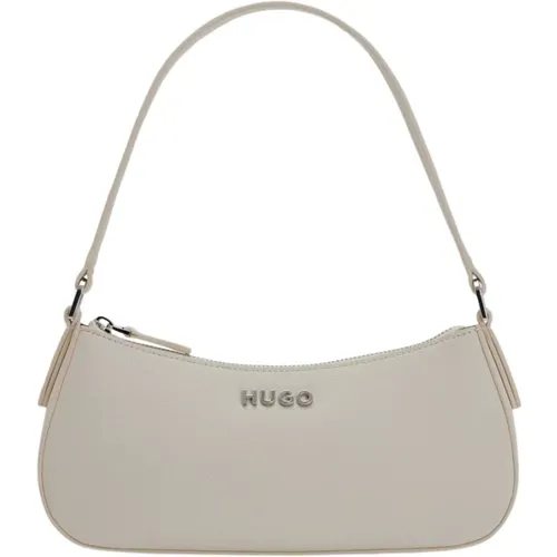 Gehämmerte Hobo-Tasche in Weiß , Damen, Größe: ONE Size - Hugo Boss - Modalova