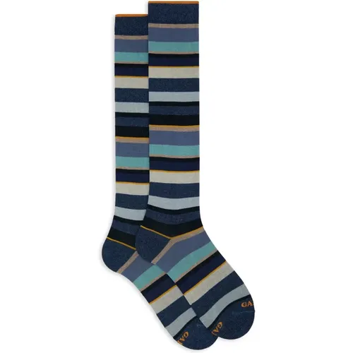 Italienische lange Socken Mehrfarbige Streifen - Gallo - Modalova
