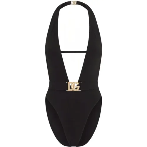 Badeanzug mit tiefem Ausschnitt und Gürtel - Dolce & Gabbana - Modalova