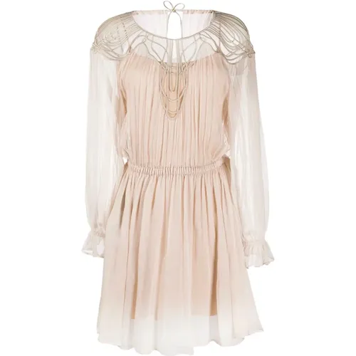 Kleid mit Langen Ärmeln und Transparenter Textur , Damen, Größe: 2XS - alberta ferretti - Modalova