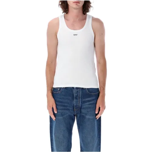 Off , Ribbed Tank Top , male, Sizes: M, S - Off White - Modalova