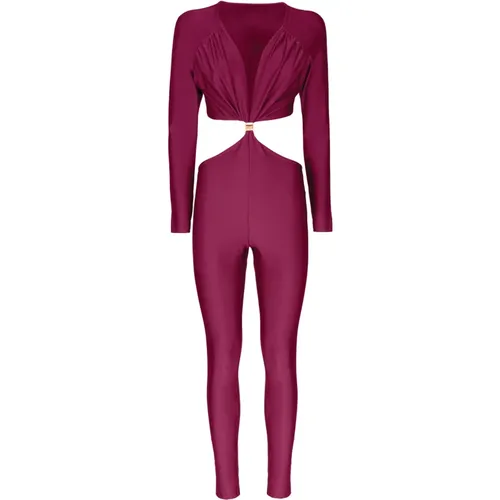Lycra Deep Neckline Jumpsuit , female, Sizes: XS, 2XS - MVP wardrobe - Modalova