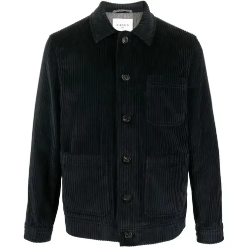 Grey Corduroy Jacket with Spread Collar , male, Sizes: 2XL - Circolo 1901 - Modalova