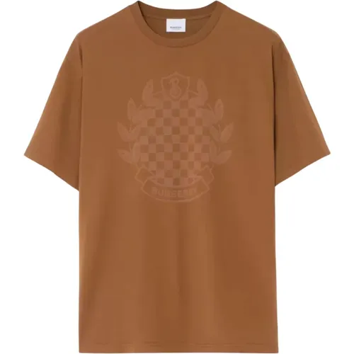 Kariertes Emblem Baumwoll-T-Shirt - Burberry - Modalova