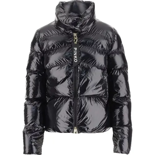 Gepolsterte Nylon Daunenjacke Schwarz , Damen, Größe: 2XS - pinko - Modalova