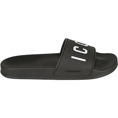 Schwarze Logo-Print Sandalen , Herren, Größe: 39 EU - Dsquared2 - Modalova