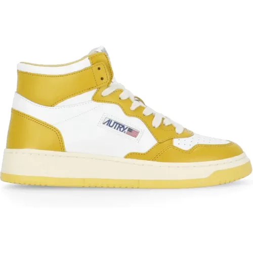 Yellow High Top Sneakers for Woman , female, Sizes: 4 UK, 6 UK, 5 UK, 3 UK - Autry - Modalova