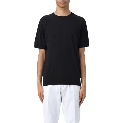 Luxuriöses Schwarzes T-Shirt aus Premium-Garn , Herren, Größe: XL - Paolo Pecora - Modalova