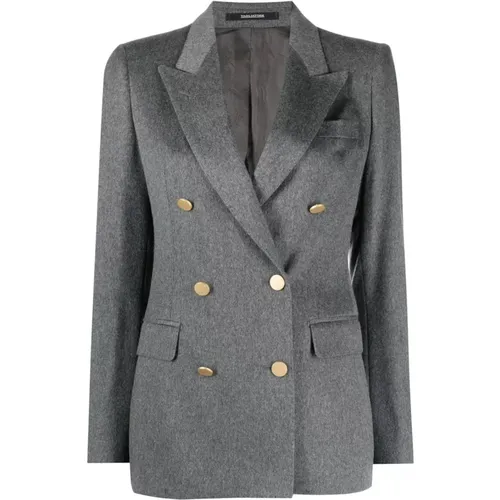 Grey Double-Breasted Paris Blazer , female, Sizes: S, M, L - Tagliatore - Modalova