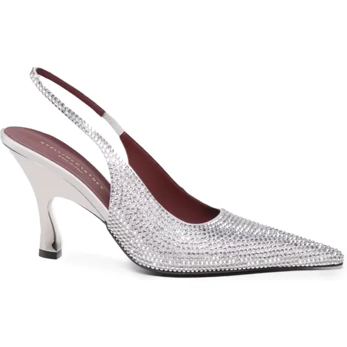 Silver Patent Leather Flat Shoes , female, Sizes: 5 1/2 UK, 7 UK, 5 UK, 4 UK - Stella Mccartney - Modalova