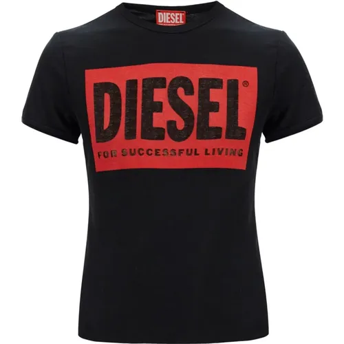 Stretch-Baumwoll-Jersey-Logo-T-Shirt , Damen, Größe: L - Diesel - Modalova