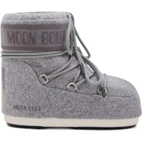 Grey Logo Print Winter Boots , female, Sizes: 6 UK, 12 UK, 9 UK - moon boot - Modalova