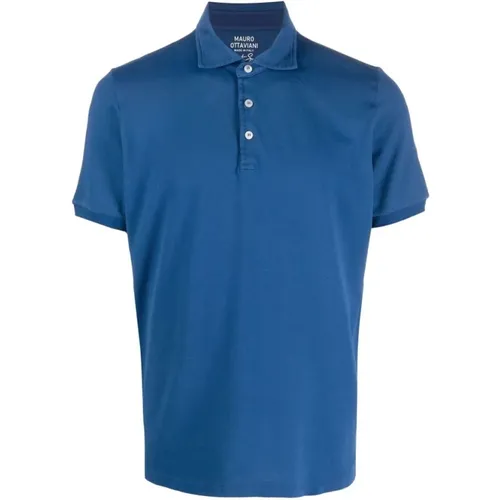 Blaues Baumwoll-Poloshirt , Herren, Größe: 2XL - Mauro Ottaviani - Modalova