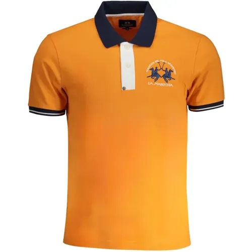 Orangefarbenes Baumwoll-Poloshirt Slim Fit - LA MARTINA - Modalova