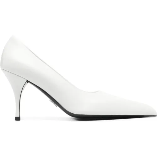 Weiße Leder Stiletto Slip-On Schuhe - Prada - Modalova