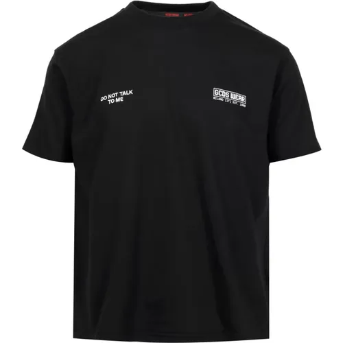 Schwarzes Baumwoll-Crew-neck T-Shirt mit Logo , Herren, Größe: XL - Gcds - Modalova