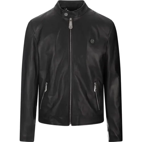 Leather Biker Jacket , male, Sizes: L, XL - Philipp Plein - Modalova