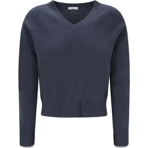 Luxury Cashmere V-Neck Sweater , male, Sizes: L, M - BRUNELLO CUCINELLI - Modalova