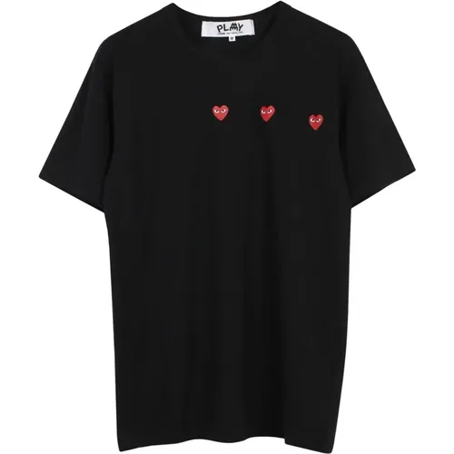 Herzdruck Schwarzes T-Shirt , Herren, Größe: L - Comme des Garçons Play - Modalova