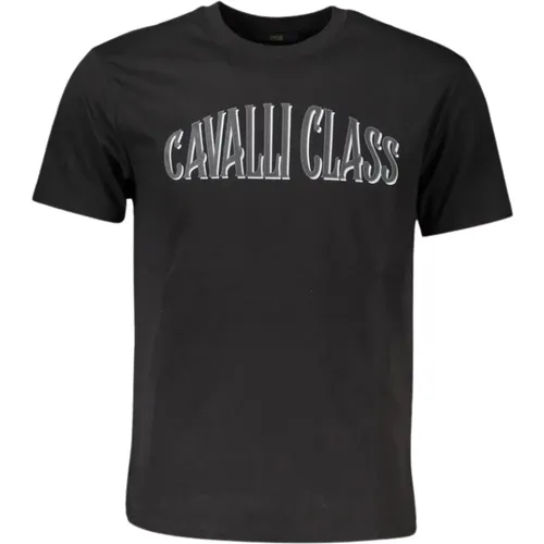 Elegantes Baumwoll-T-Shirt mit exquisitem Druck , Herren, Größe: M - Cavalli Class - Modalova