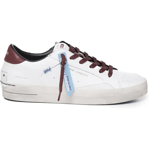 Klassische Bandsohle Sneakers Weiß Burgund , Herren, Größe: 43 EU - Crime London - Modalova