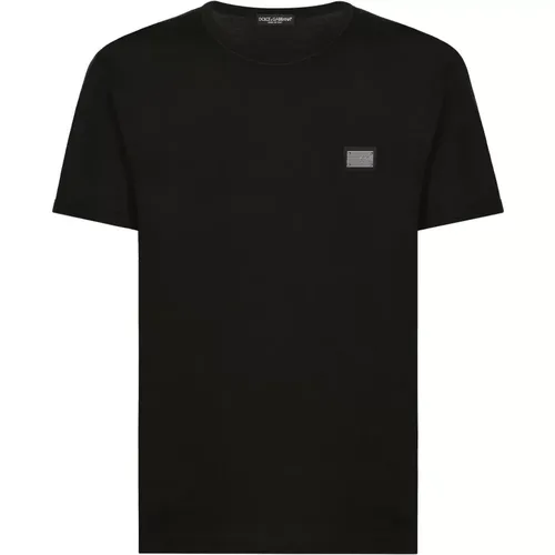 Baumwoll-Logo-Plakette-T-Shirt - Dolce & Gabbana - Modalova
