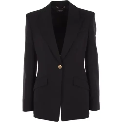 Stretch Wool Jacket with Gold Medusa Button , female, Sizes: S - Versace - Modalova