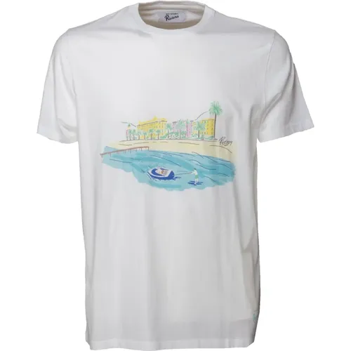 Landscape Print Cotton T-shirt , male, Sizes: S, M, L, XL - Roy Roger's - Modalova
