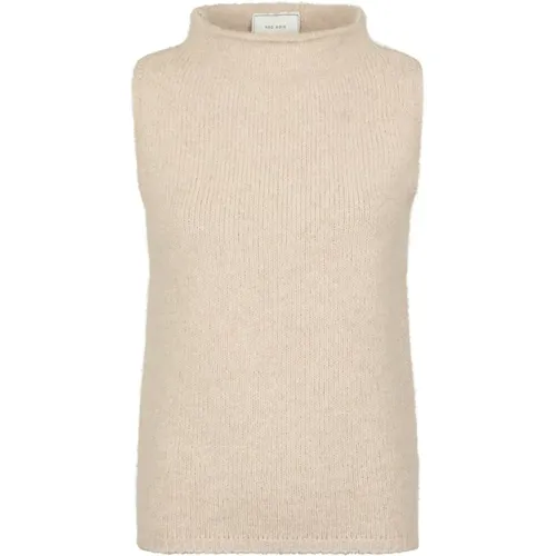 Weicher Strick Hoher Kragen Pullover Sand , Damen, Größe: XS - NEO NOIR - Modalova