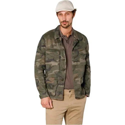 Camouflage Overshirt Leinen Baumwollmischung , Herren, Größe: XL - Mason's - Modalova