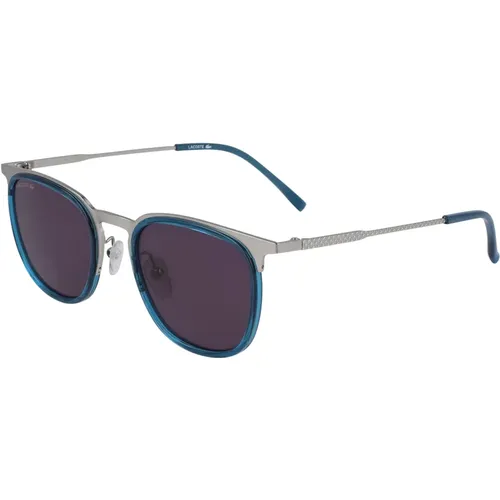 Stilvolle Sonnenbrille in Silber und Blau , unisex, Größe: 51 MM - Lacoste - Modalova