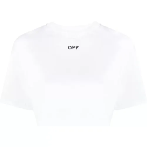 Off , Weiße T-Shirts Polos für Frauen , Damen, Größe: M - Off White - Modalova