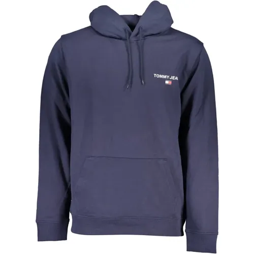 Blaue Kapuzenpullover mit Logodruck , Herren, Größe: M - Tommy Hilfiger - Modalova