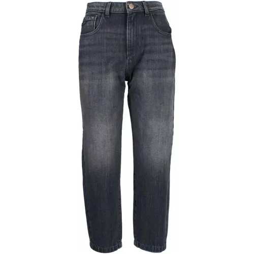 Schwarze High-Waist-Denim-Jeans , Damen, Größe: W30 - YES ZEE - Modalova