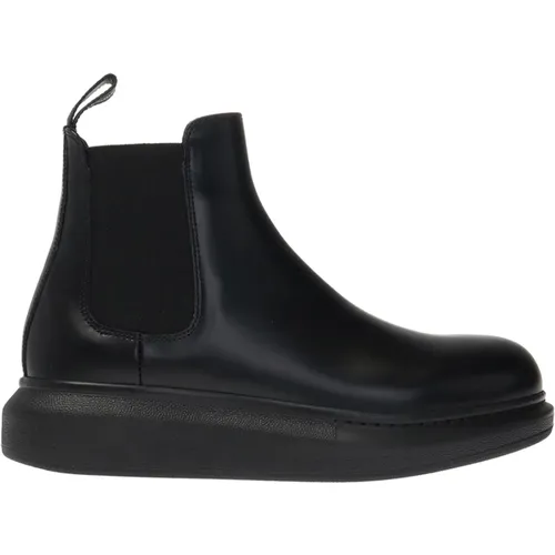 Leather ankle boots with logo , female, Sizes: 3 UK - alexander mcqueen - Modalova