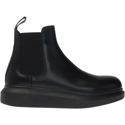Leather ankle boots with logo , female, Sizes: 4 UK - alexander mcqueen - Modalova