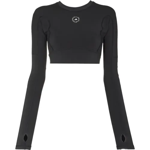 Stretch Jersey Top with Cut-Out Back and Logo Print , female, Sizes: M - adidas by stella mccartney - Modalova