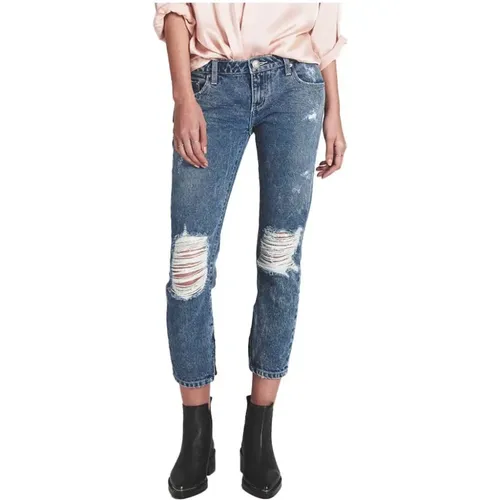 Blaue gewaschene Regular-Fit-Jeans,Denim Regular Fit Jeans mit Knie Rips - One Teaspoon - Modalova