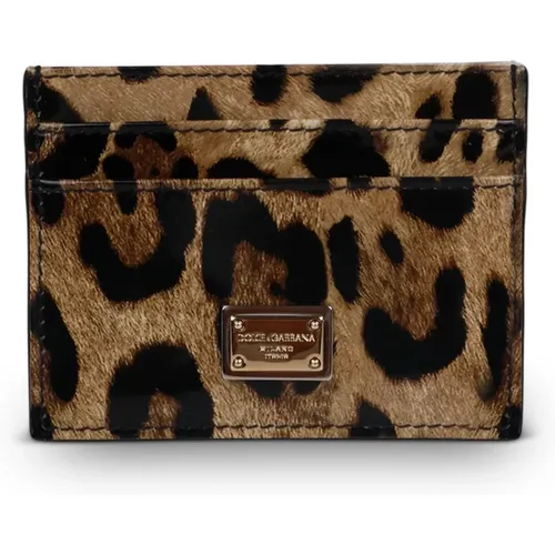 Leopard-print card holder , female, Sizes: ONE SIZE - Dolce & Gabbana - Modalova