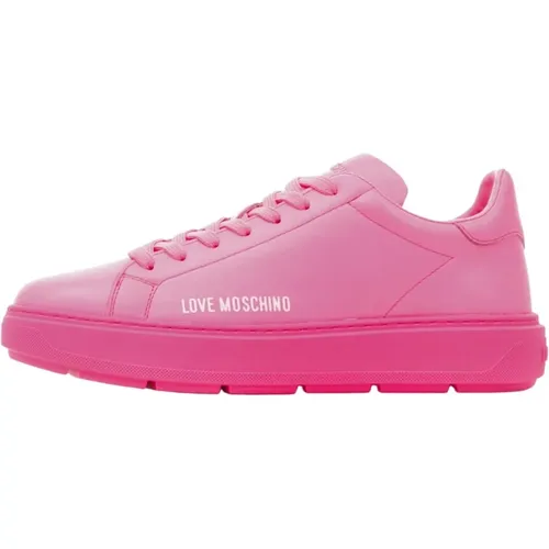 Rosa Leder Sneakers für Frauen , Damen, Größe: 38 EU - Love Moschino - Modalova
