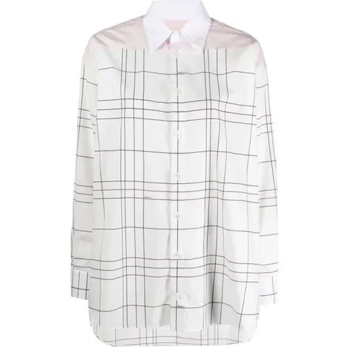 Panelled Design Check Cotton Shirt , female, Sizes: S - Marni - Modalova