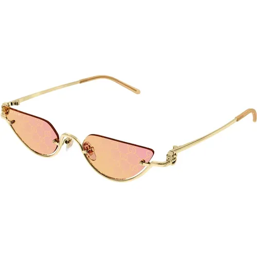 Halbrand Cat Eye Sonnenbrille , unisex, Größe: 53 MM - Gucci - Modalova