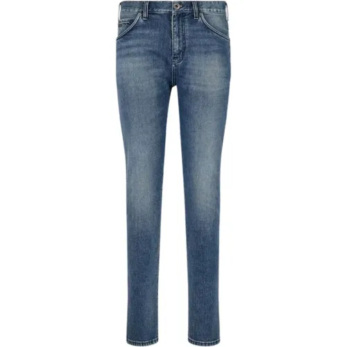 Slim Fit Denim Jeans mit Fünf Taschen , Herren, Größe: W32 - Emporio Armani - Modalova