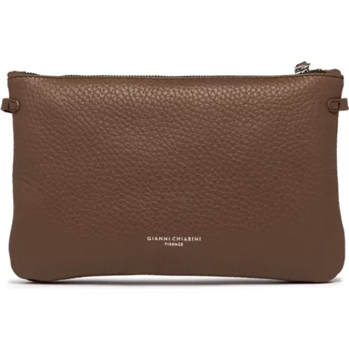 Hermy Leather Clutch with Cross-Body Strap , female, Sizes: ONE SIZE - Gianni Chiarini - Modalova