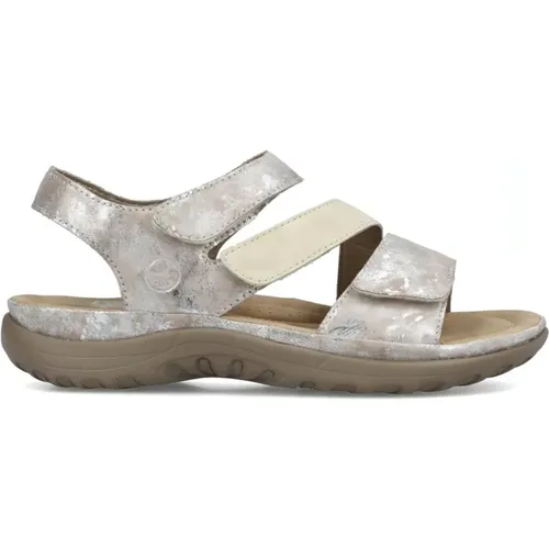 Silver Flat Sandals for Women , female, Sizes: 7 UK, 5 UK, 8 UK, 6 UK - Rieker - Modalova